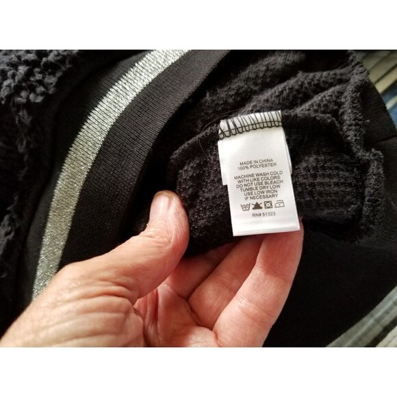 1.State Rich Black Teddy Bear Soft Long Sleeve Sparkly Trim Sweatshirt Womens M - Picture 8 of 8